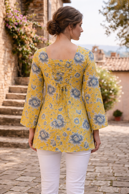kurti lace up back detail yellow