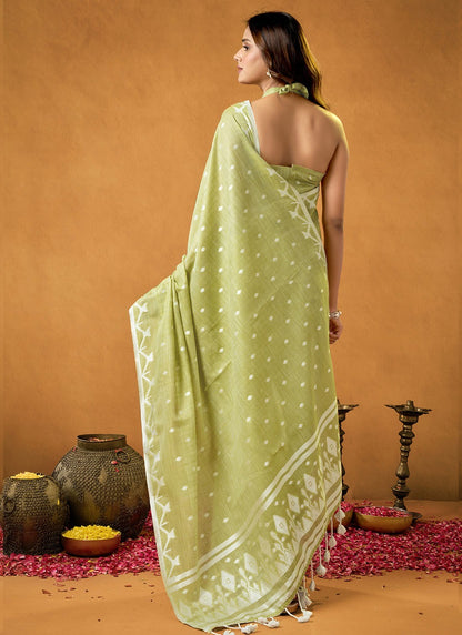 Pure Cotton Spun Diamond Jamdani Weaving Saree