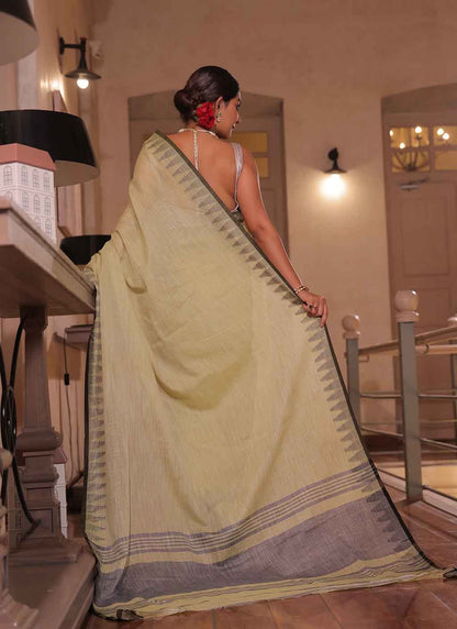 Pure Cotton with contrast weave border saree