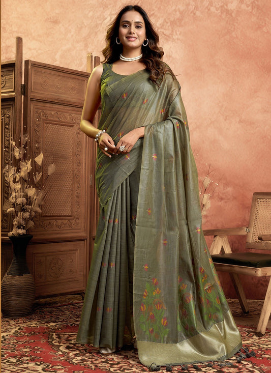 Pure Cotton Spun Floral Jamdani Weaving