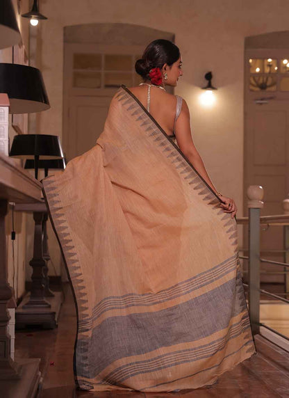 Pure Cotton with contrast weave border saree