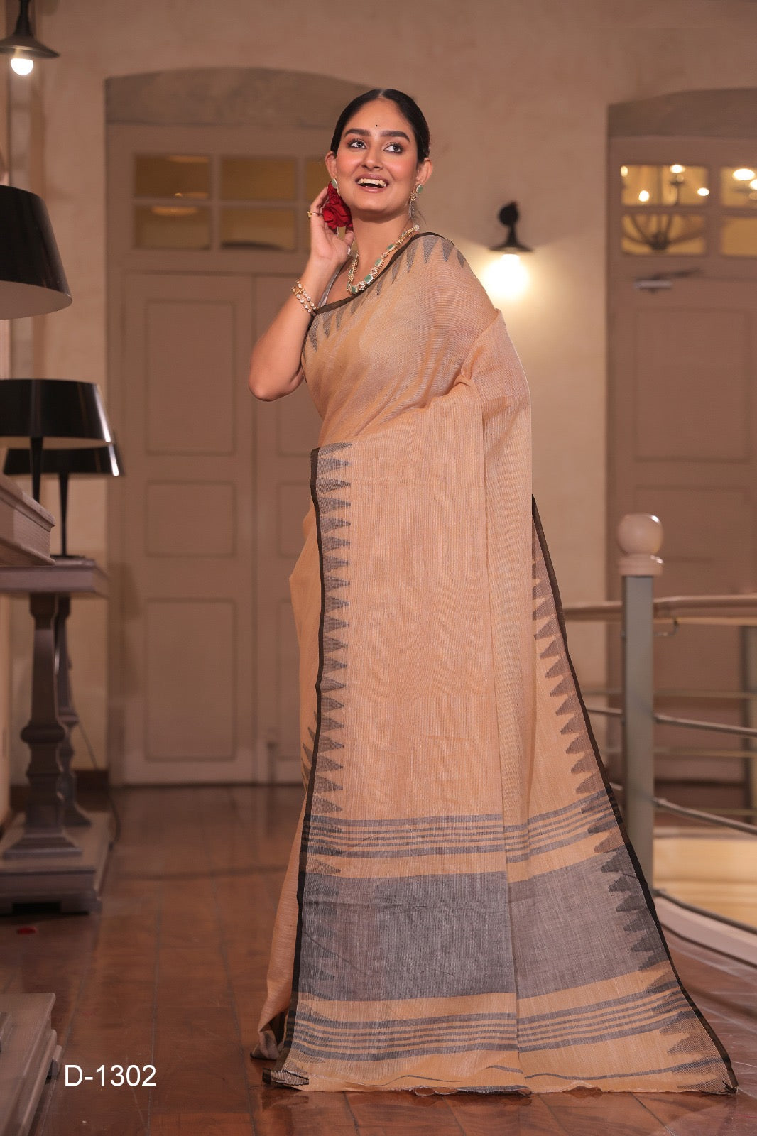 Pure Cotton with contrast weave border saree