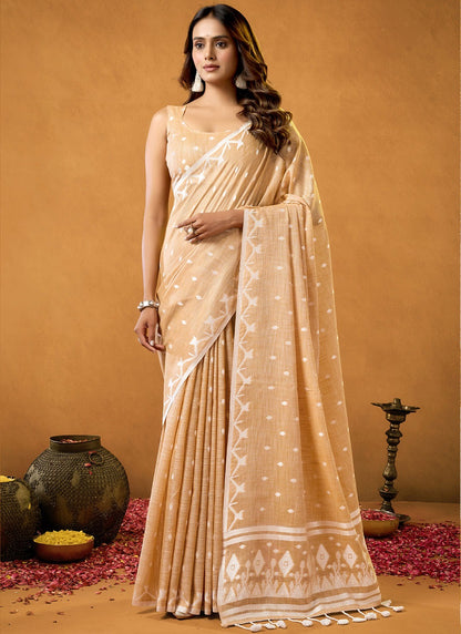 Pure Cotton Spun Diamond Jamdani Weaving Saree