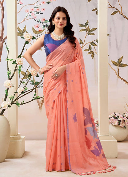 Butterfly weaving Pure Mul Cotton Saree