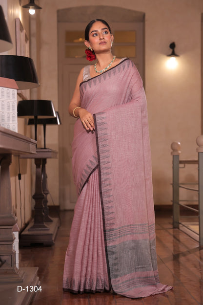 Pure Cotton with contrast weave border saree
