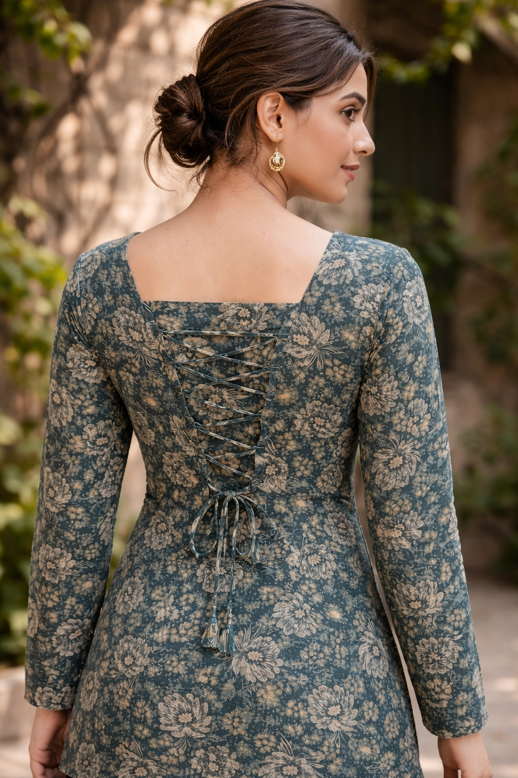 cotton kurti lace back design women
