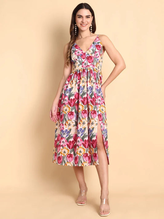 Floral Harmony Midi Dress