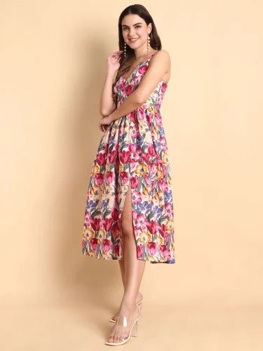 Floral Harmony Midi Dress