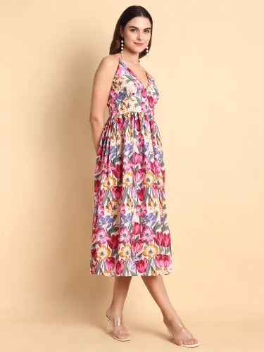 Floral Harmony Midi Dress