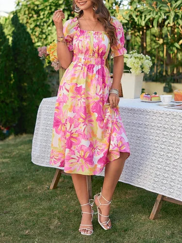 Sunset Bloom Midi Dress