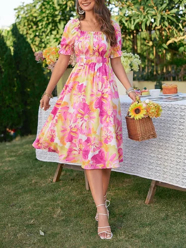 Sunset Bloom Midi Dress
