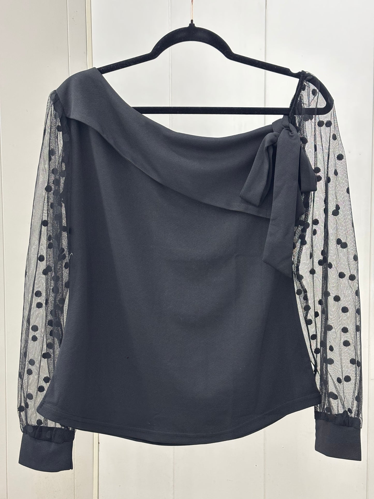 Polka Charm Black Top