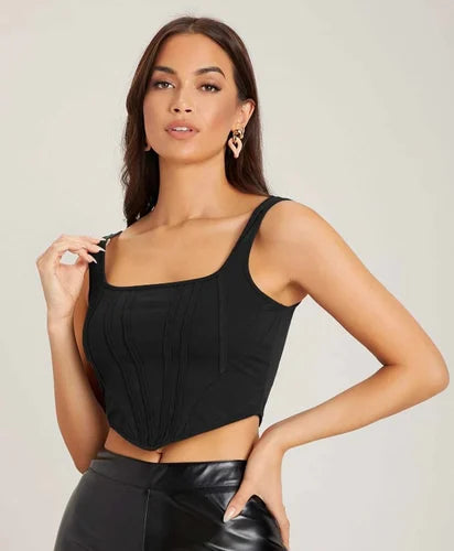 Noir Sculpt Corset Tank Top