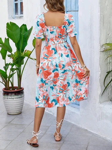 Sky Blossom Midi Dress