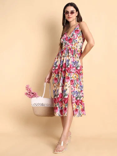 Floral Harmony Midi Dress