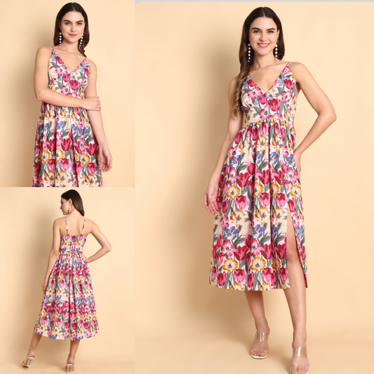 Floral Harmony Midi Dress