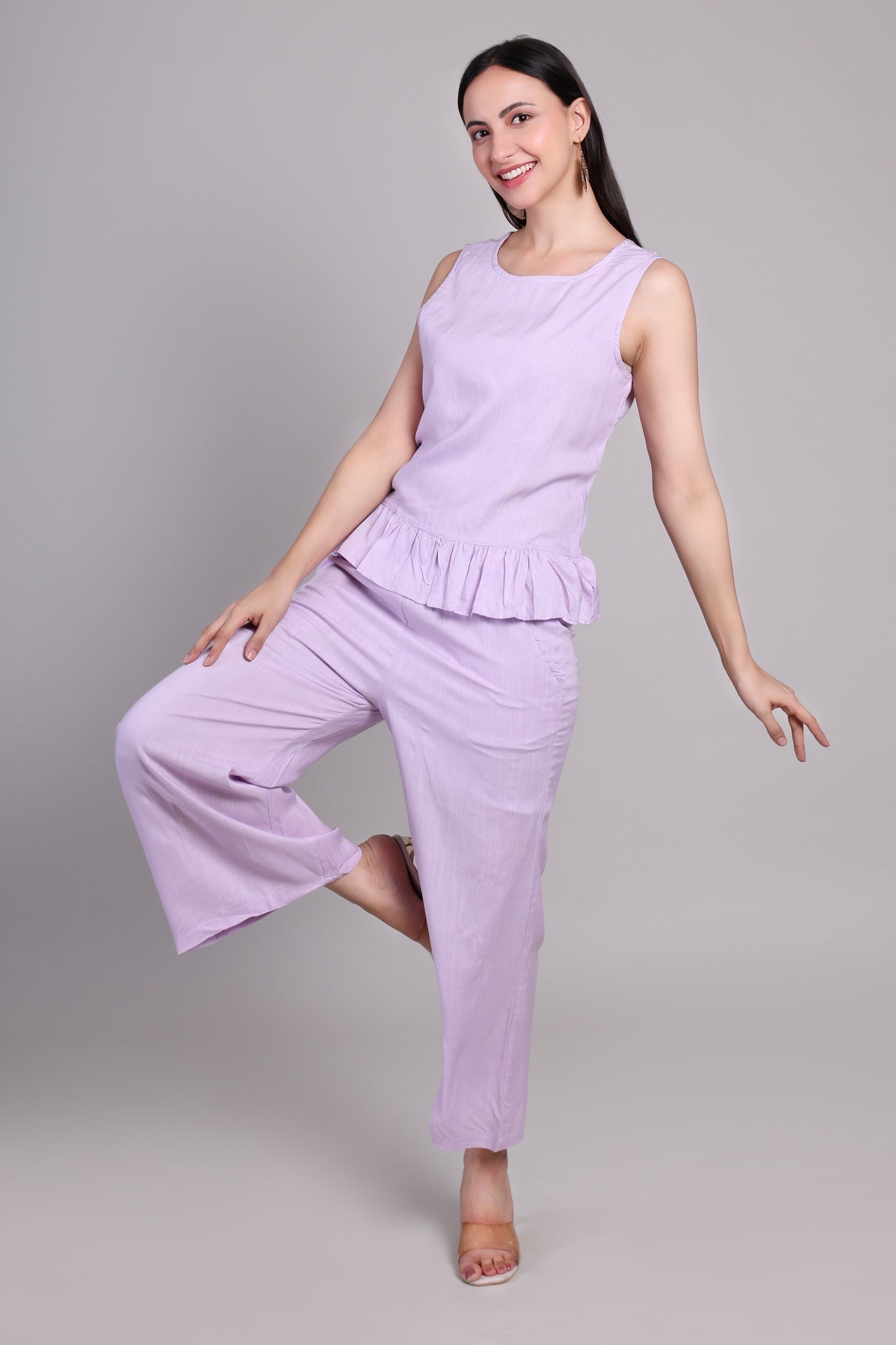 Lilac ease Linen Co-ord set
