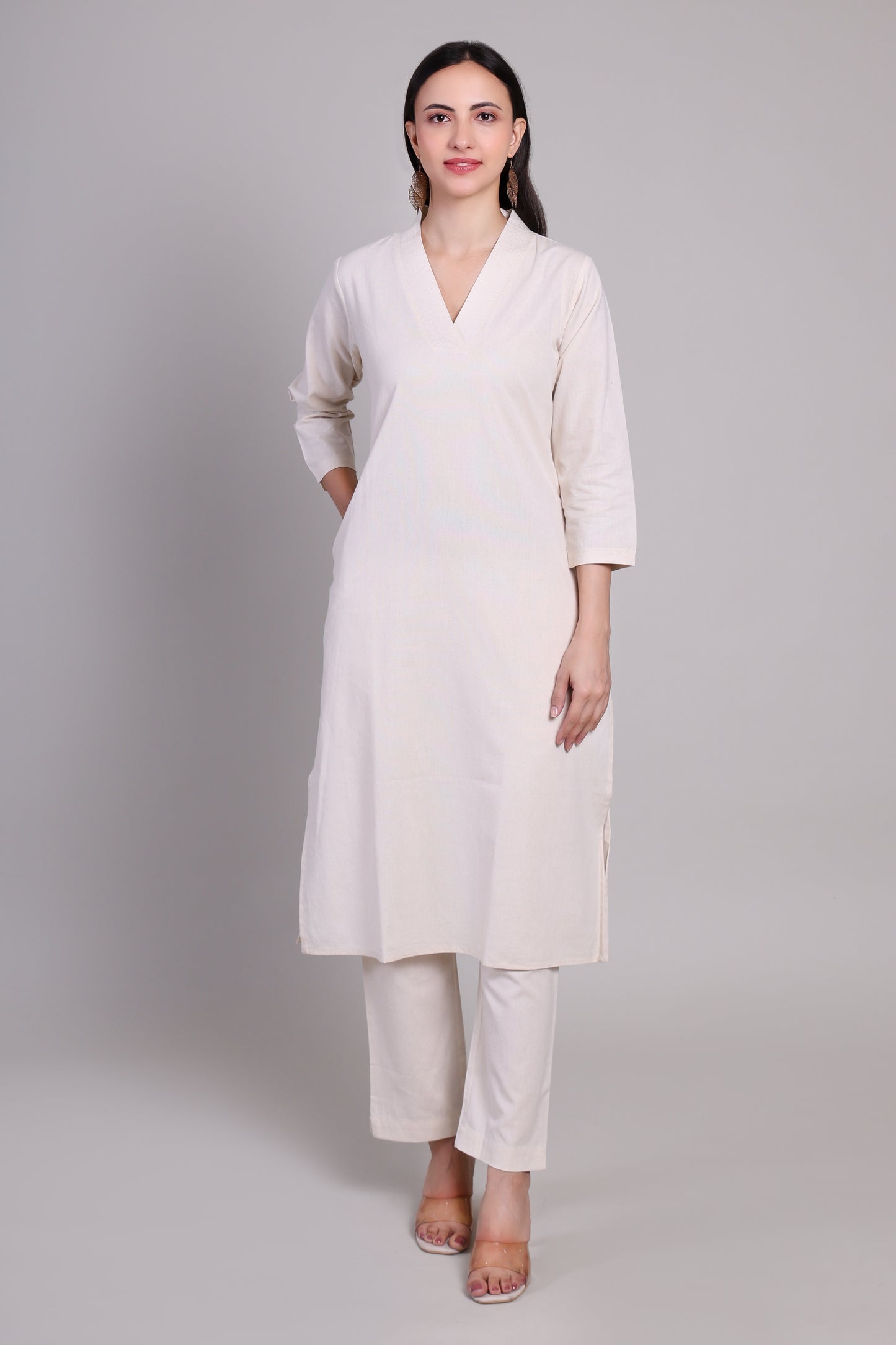 Sage calm kurta set- Offwhite