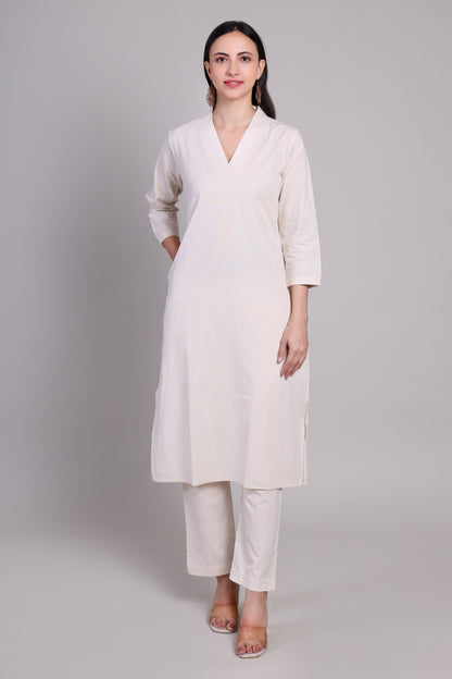 Sage calm kurta set- Offwhite