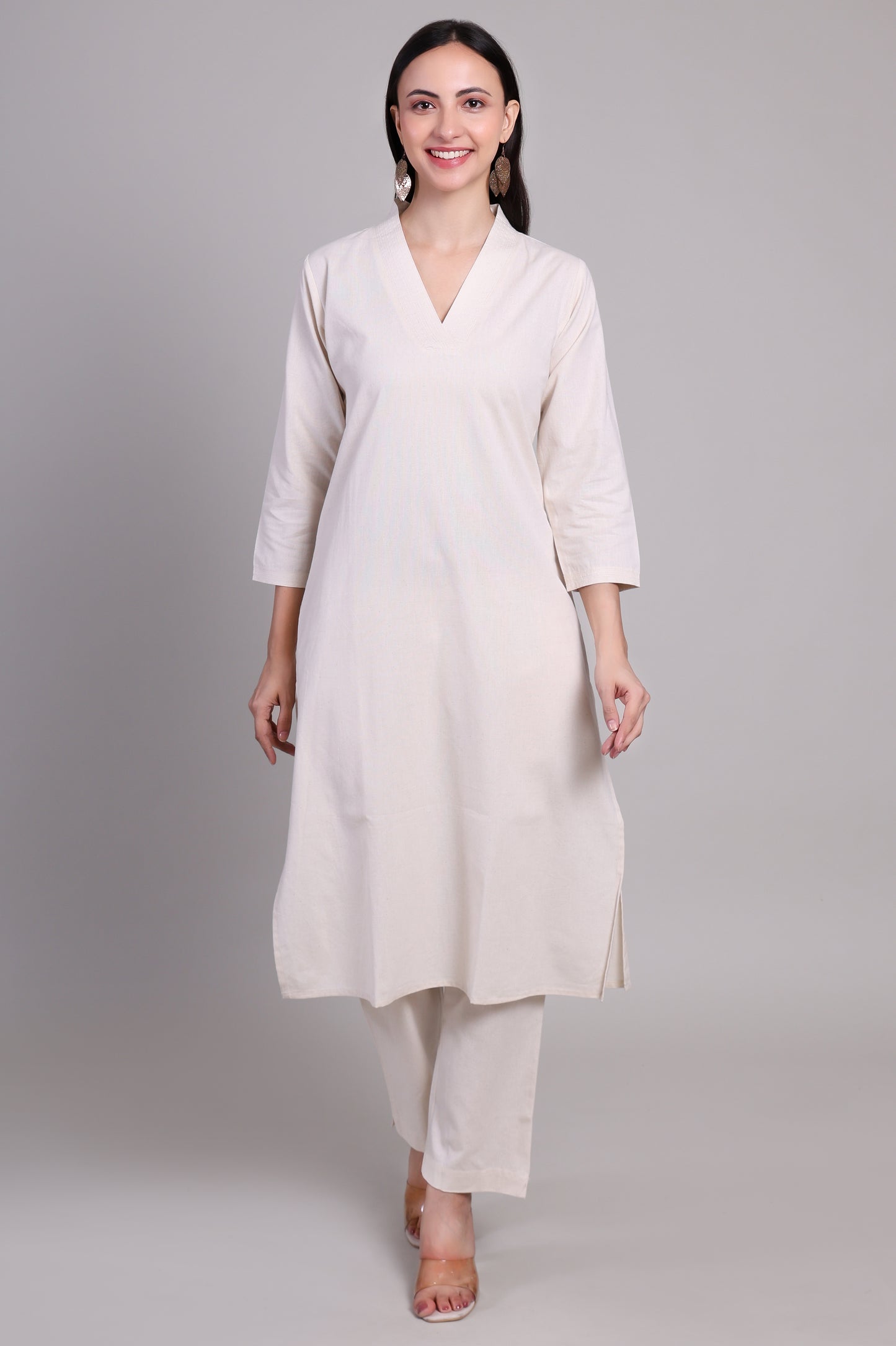 Sage calm kurta set- Offwhite