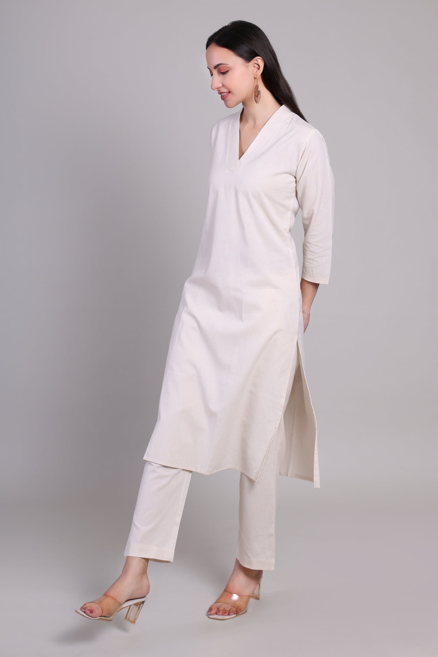 Sage calm kurta set- Offwhite