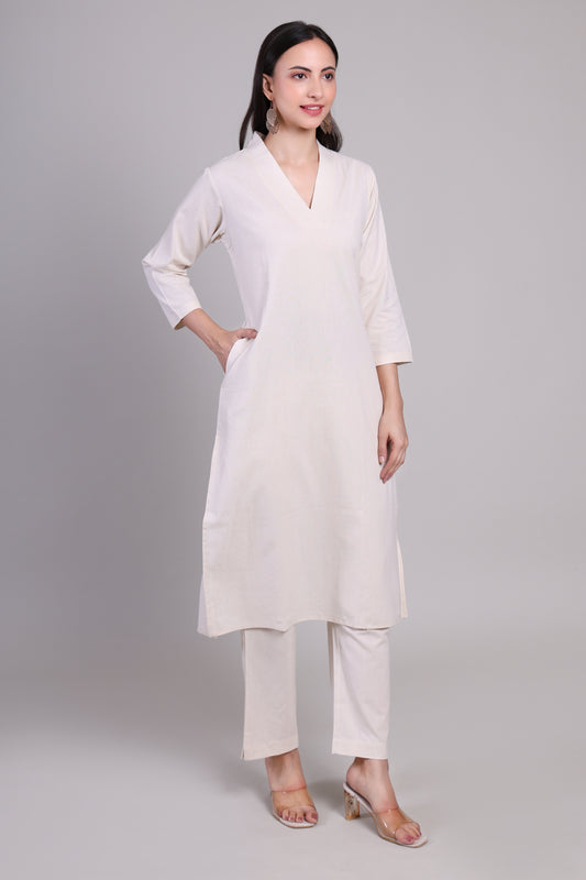 Sage calm kurta set- Offwhite