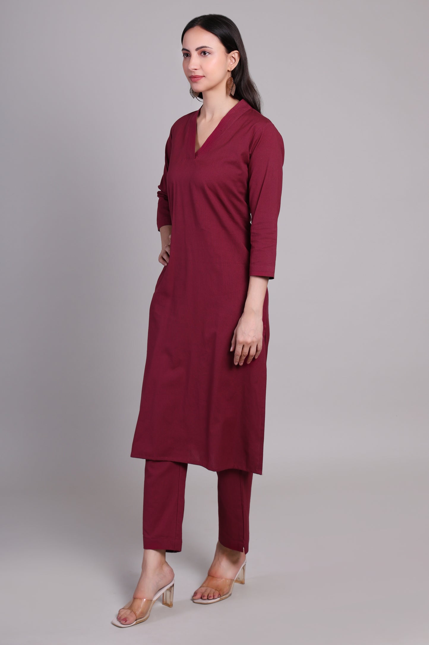 Sage calm kurta set- Raspberry