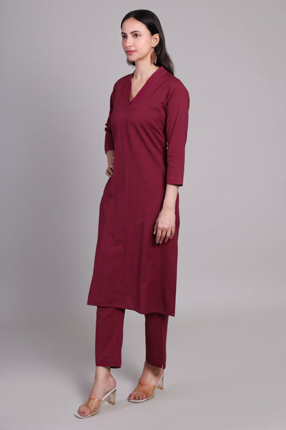 Sage calm kurta set- Raspberry