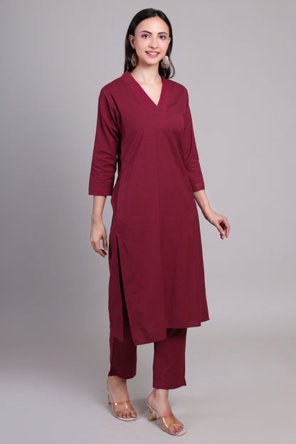 Sage calm kurta set- Raspberry