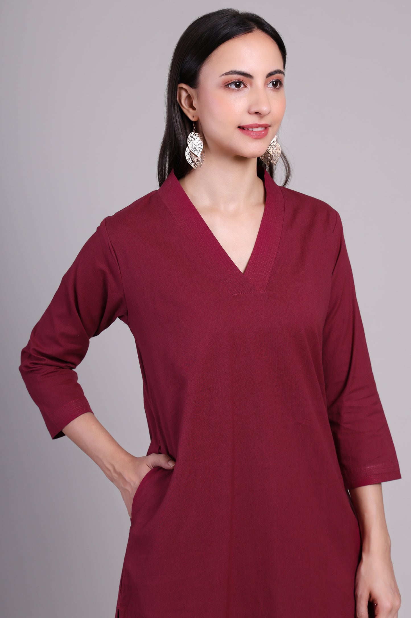 Sage calm kurta set- Raspberry