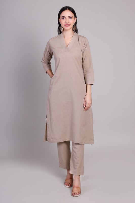 Sage calm kurta set- Oatmeal
