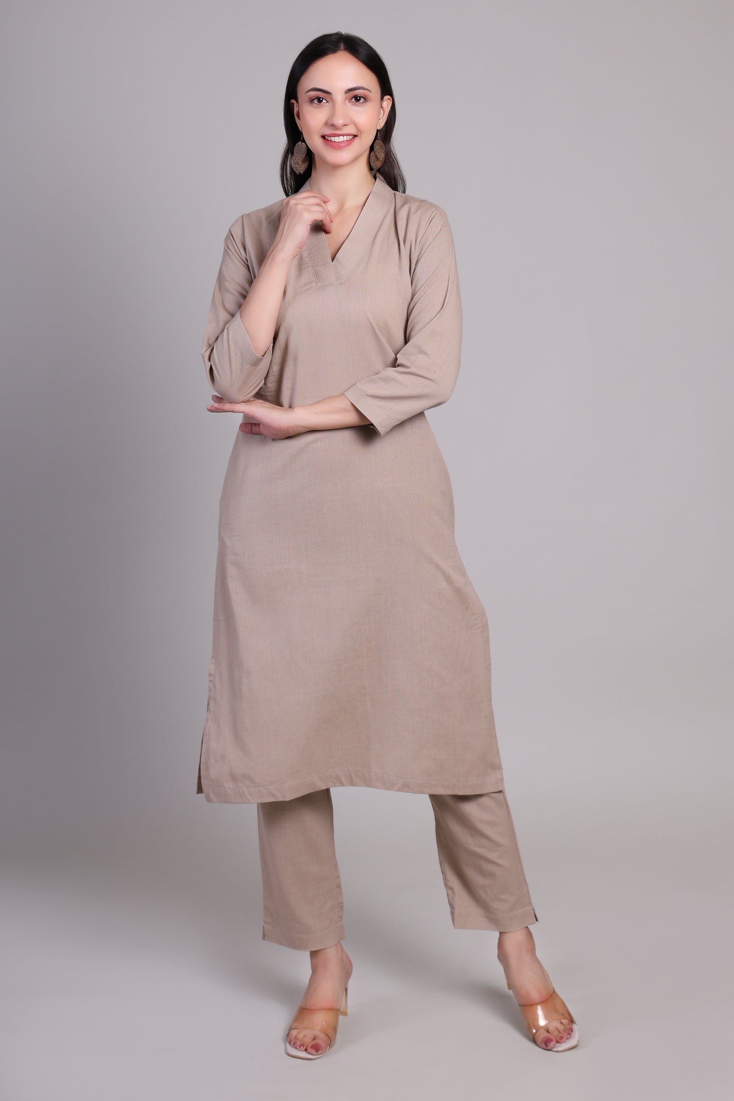 Sage calm kurta set- Oatmeal