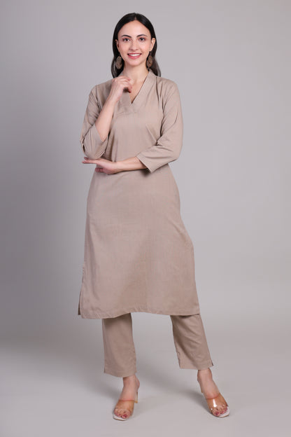 Sage calm kurta set- Oatmeal