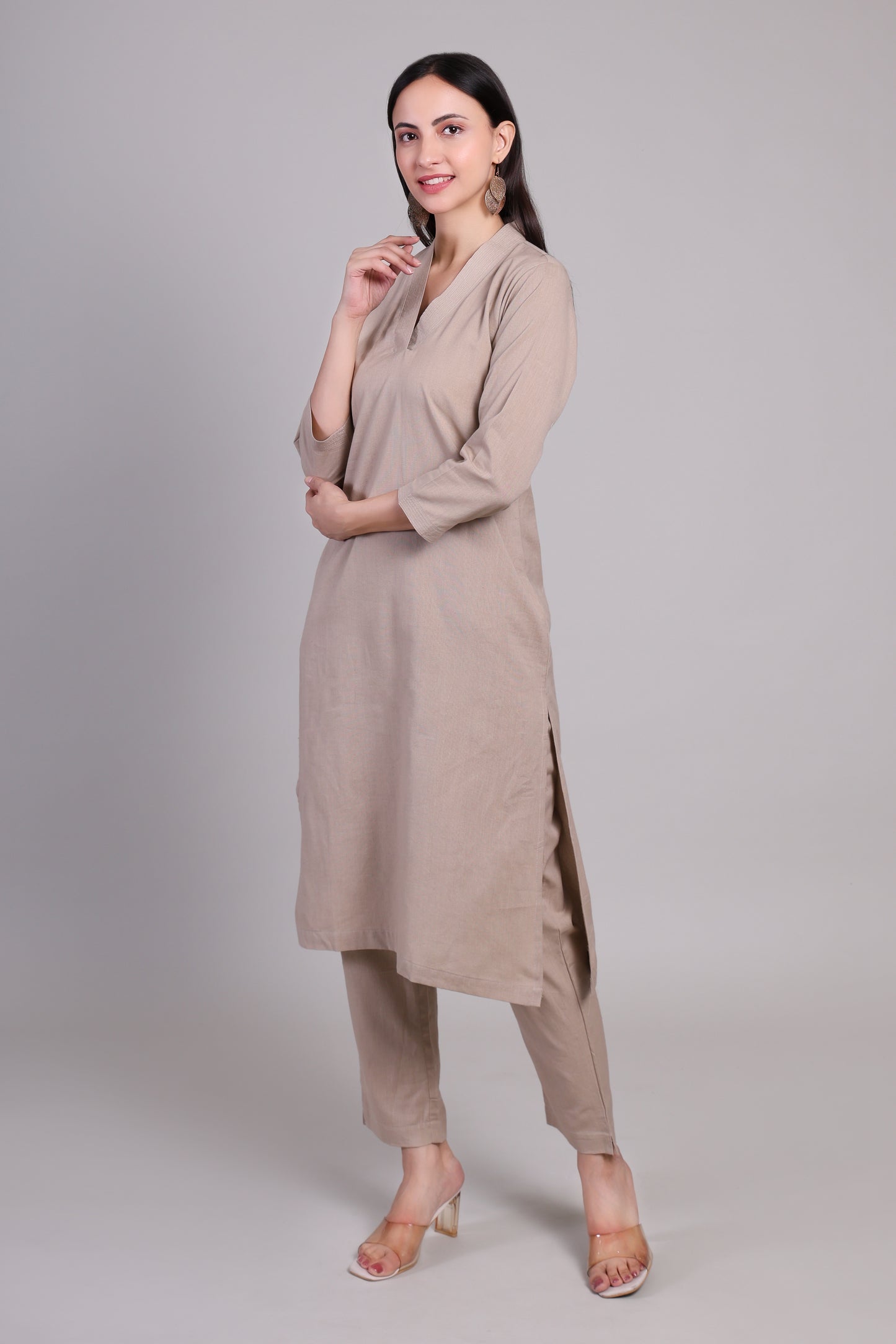Sage calm kurta set- Oatmeal