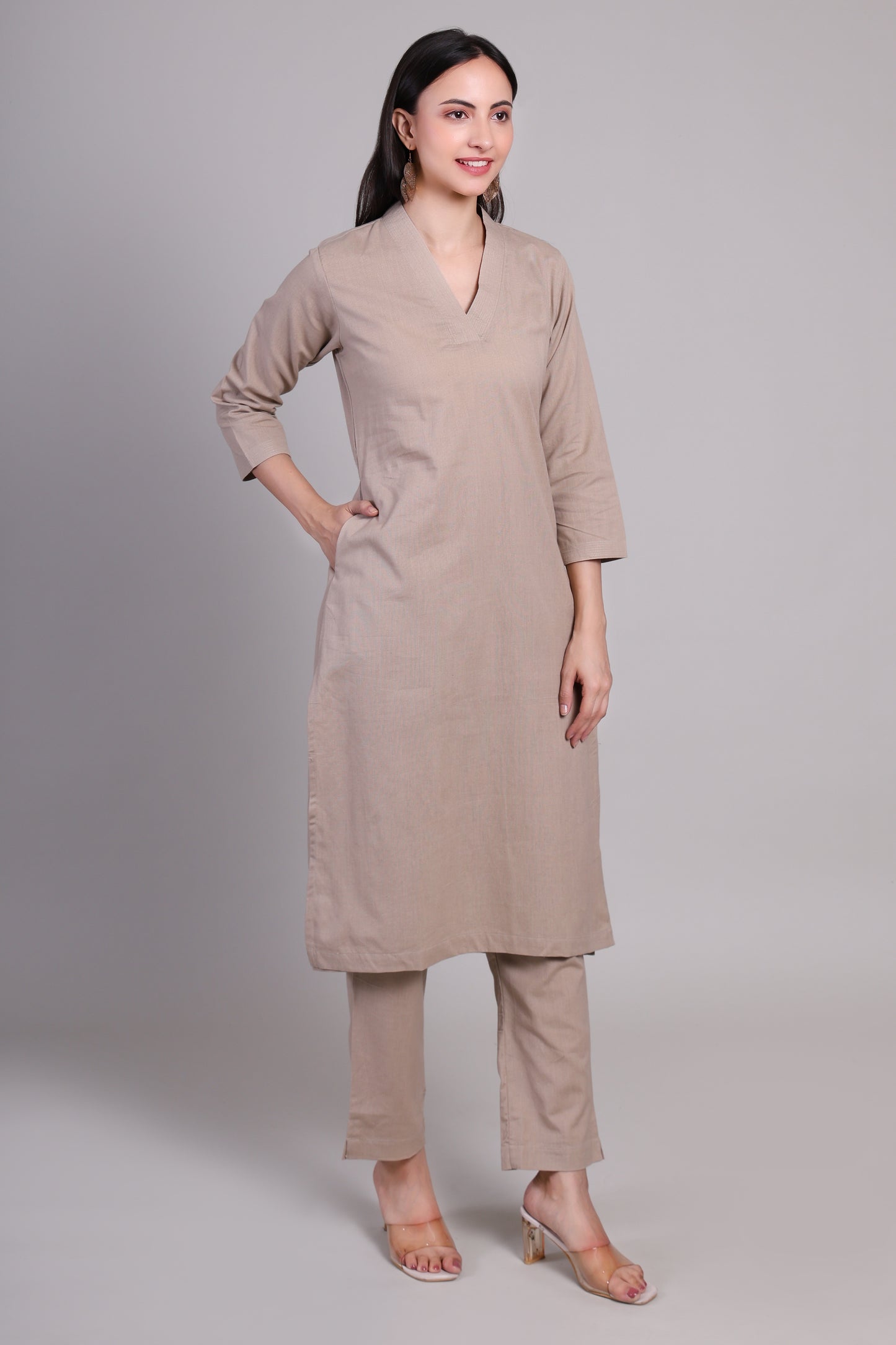 Sage calm kurta set- Oatmeal