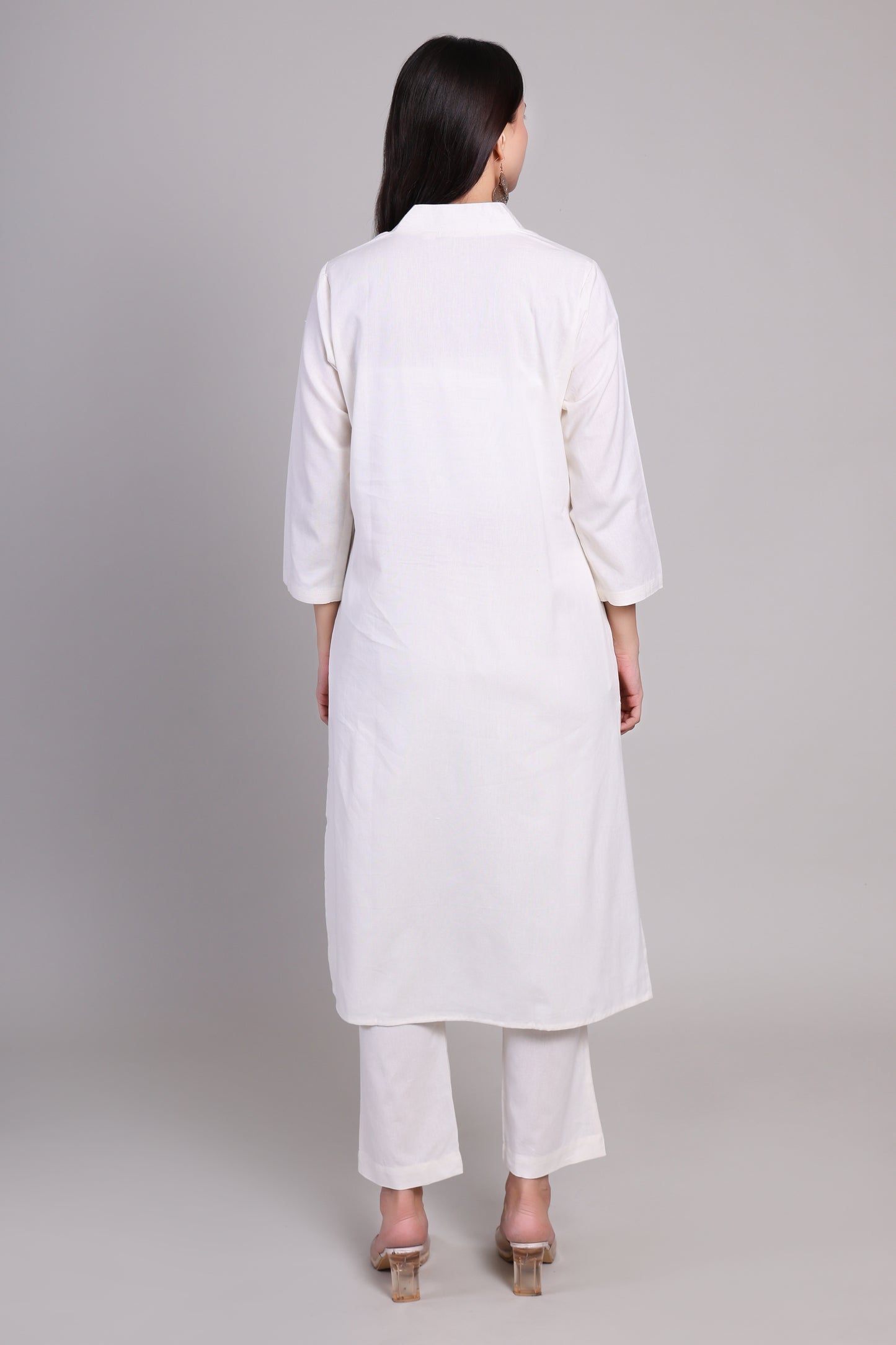 Sage calm kurta set- White