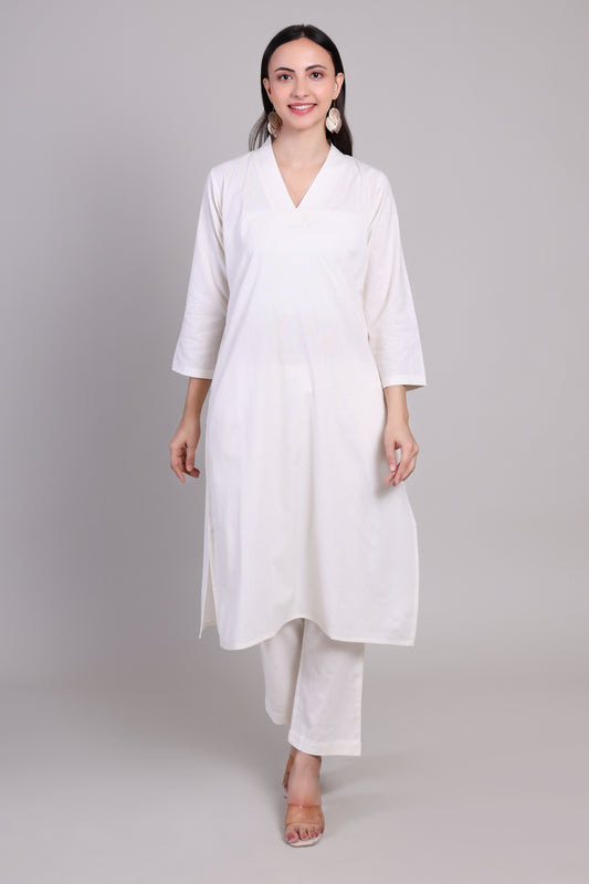 Sage calm kurta set- White
