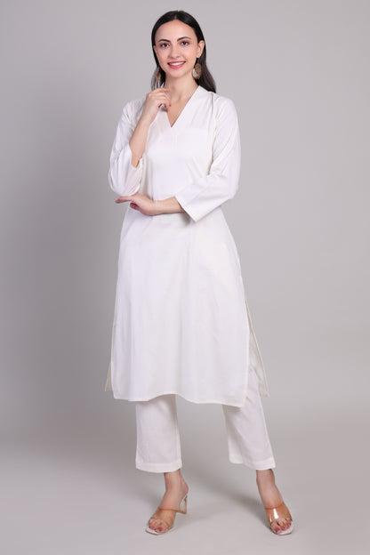 Sage calm kurta set- White