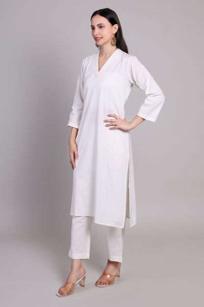 Sage calm kurta set- White