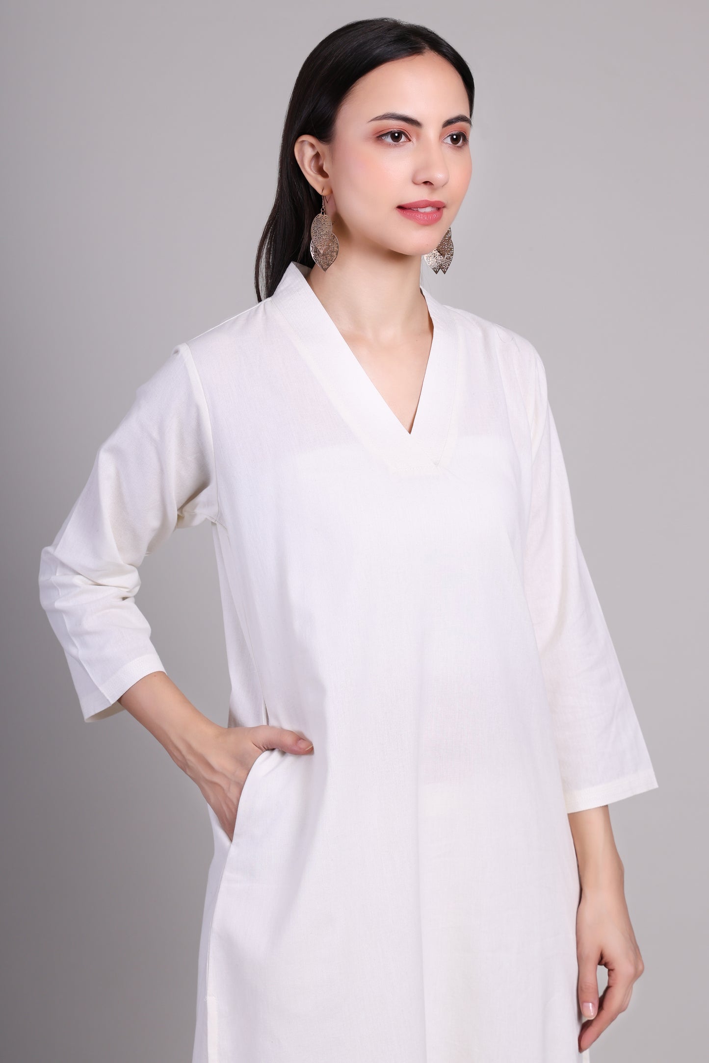 Sage calm kurta set- White