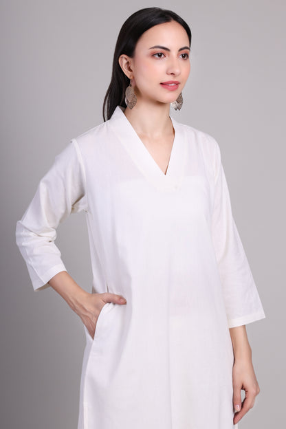 Sage calm kurta set- White