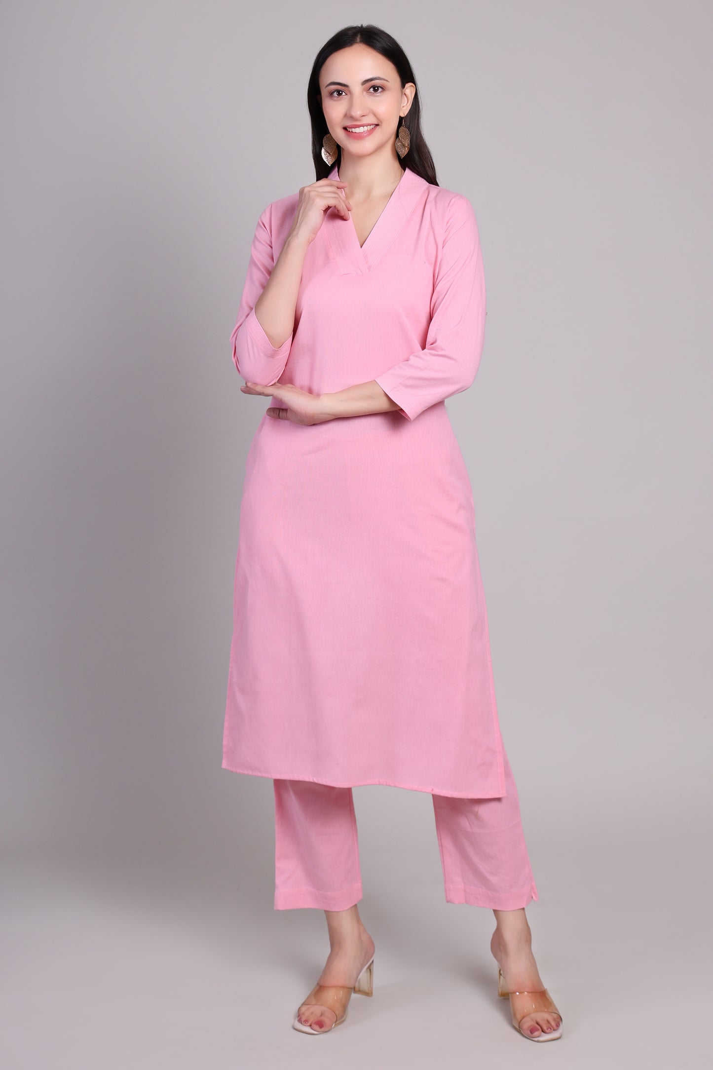Sage calm kurta set-Pink