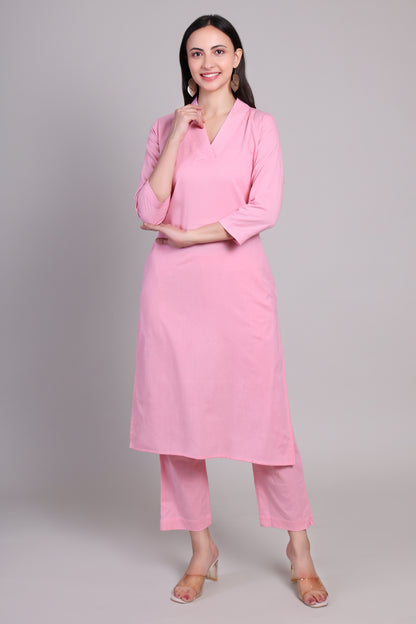 Sage calm kurta set-Pink