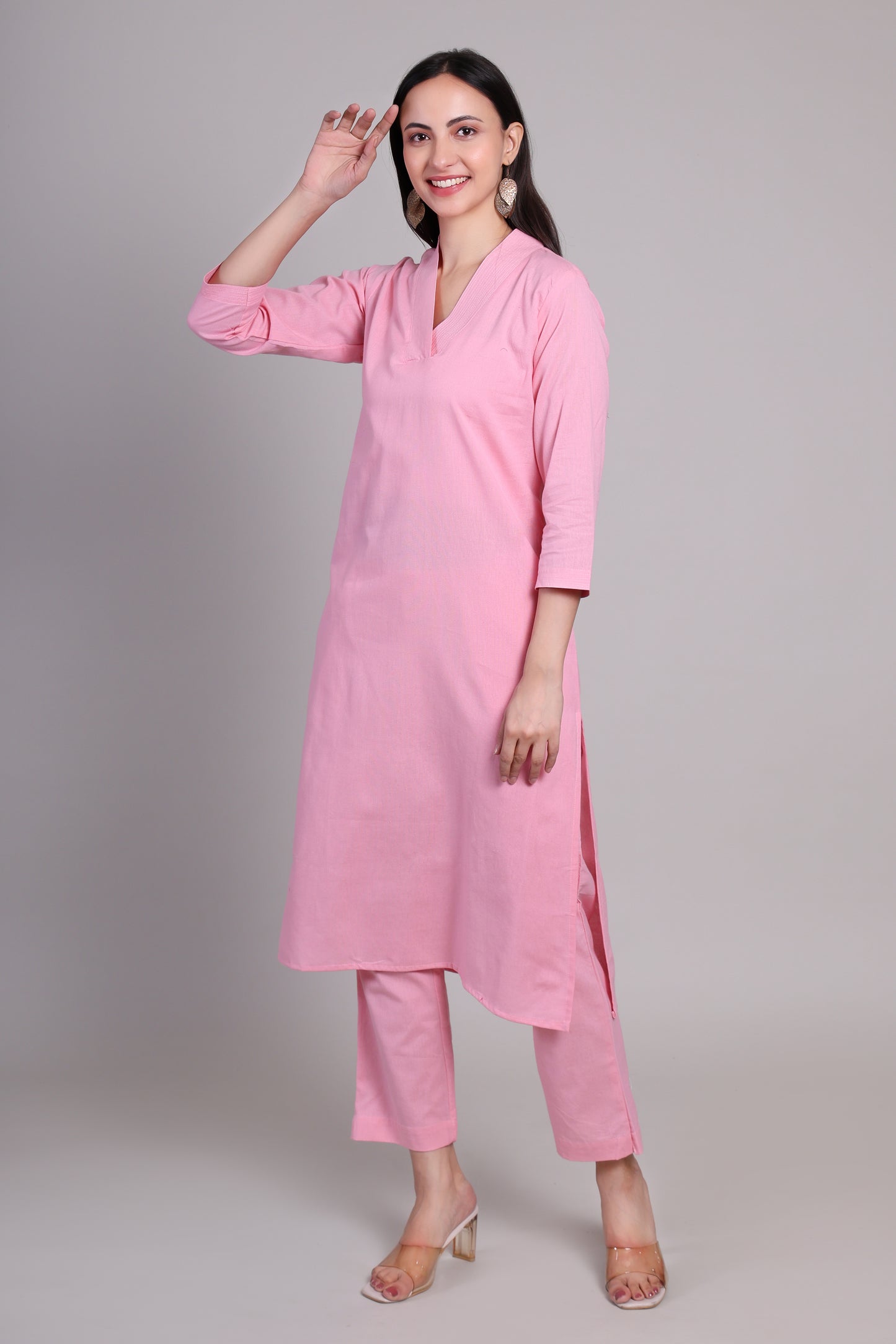 Sage calm kurta set-Pink