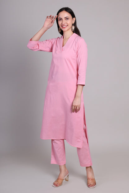 Sage calm kurta set-Pink