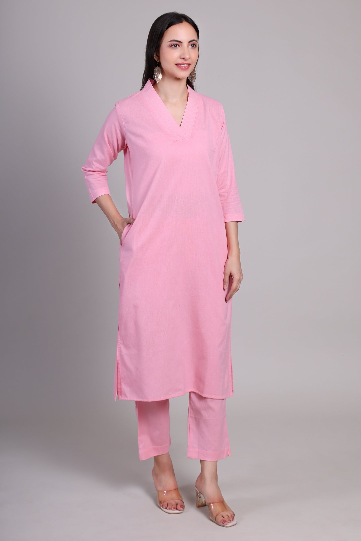 Sage calm kurta set-Pink