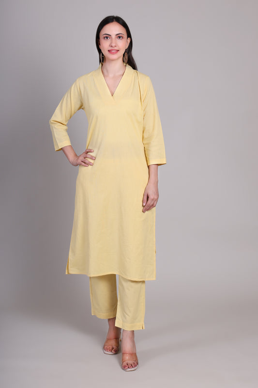 Sage calm kurta set- Yellow