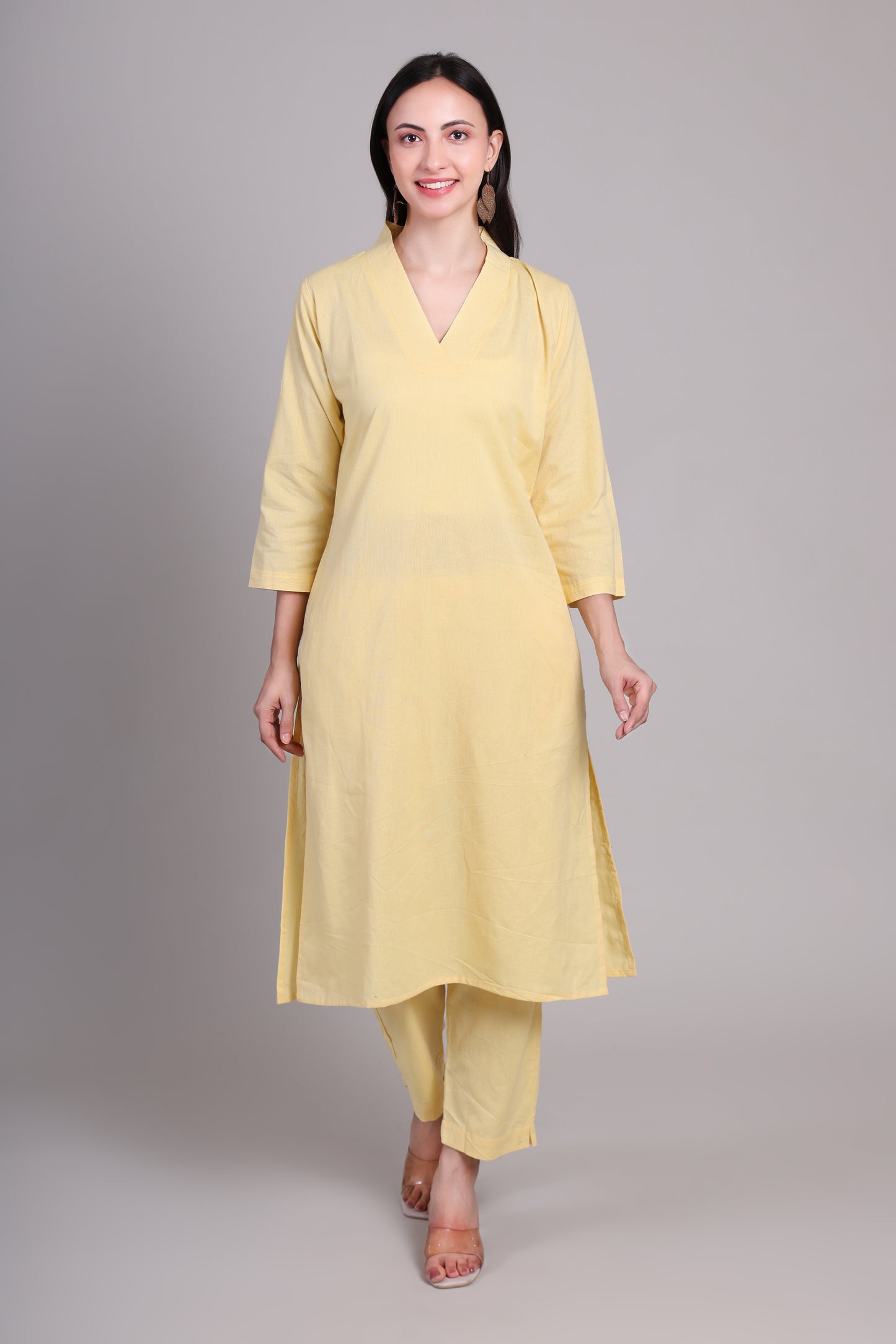Sage calm kurta set- Yellow