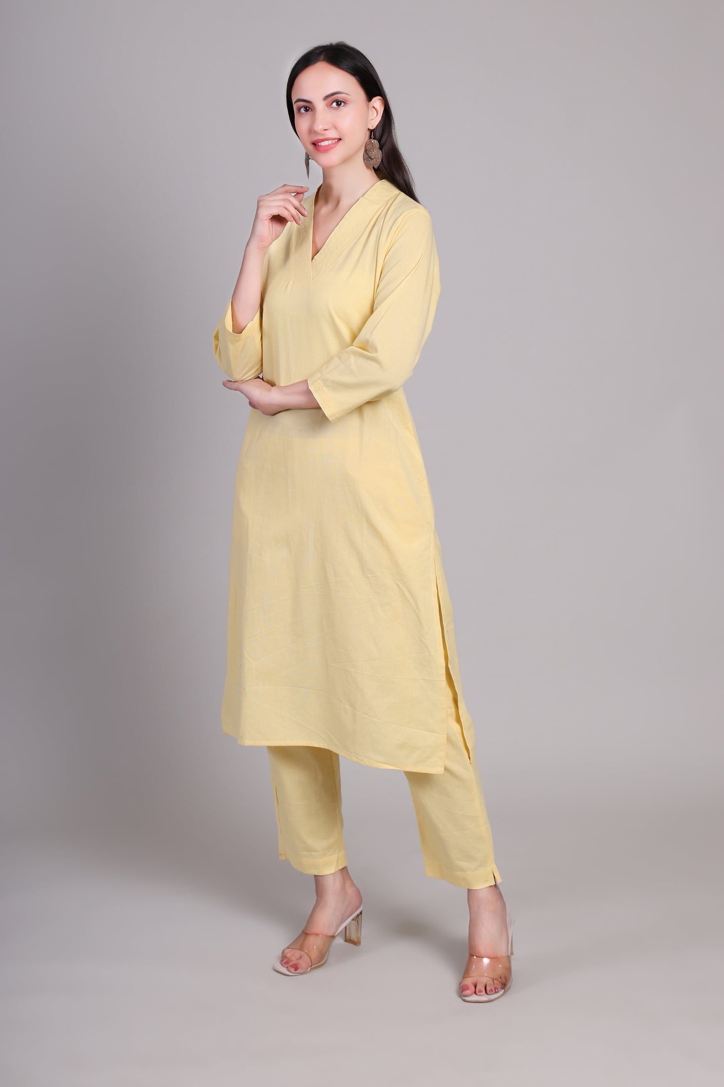 Sage calm kurta set- Yellow