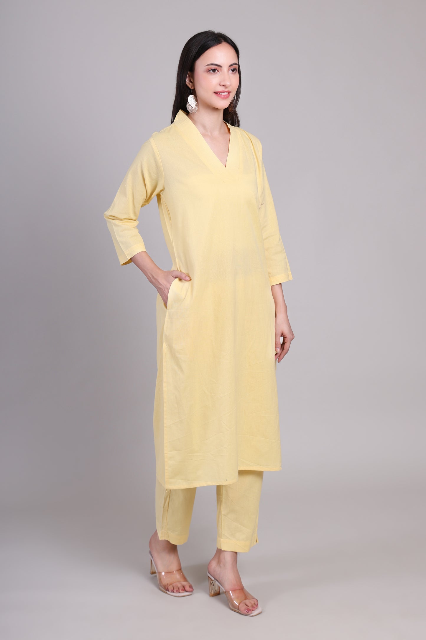 Sage calm kurta set- Yellow